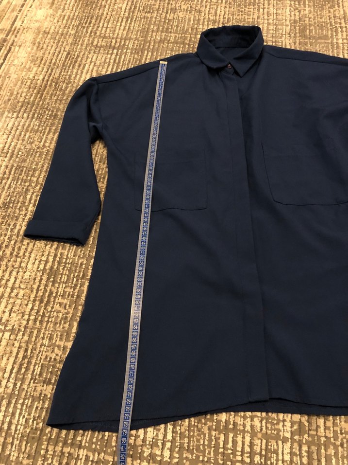 Düğmeli Lacivert Midi Gömlek - Görsel 3