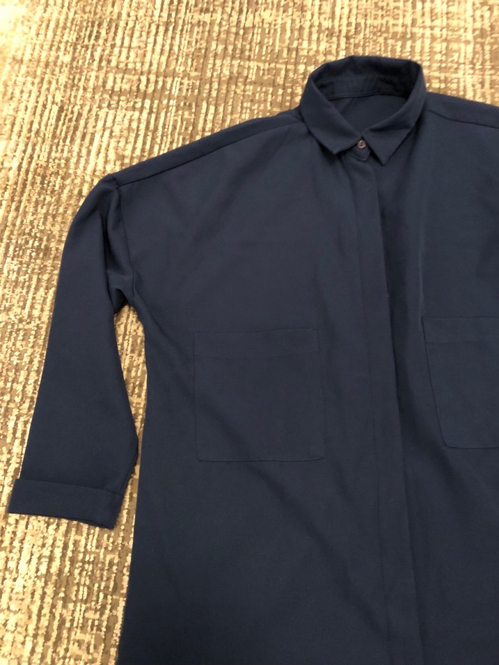 Düğmeli Lacivert Midi Gömlek - Görsel 2