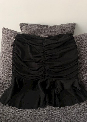 Drapeli Siyah Straplez Bluz - Görsel 2