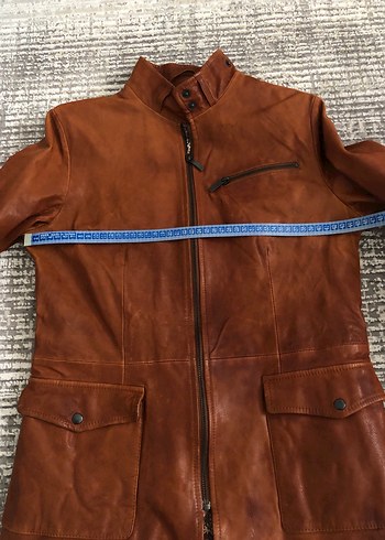 Kadın Taba Deri Biker Ceket - Görsel 6