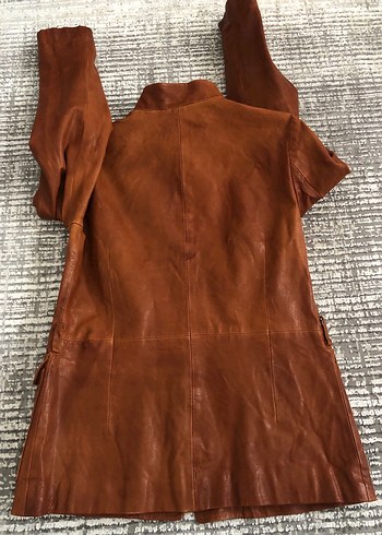 Kadın Taba Deri Biker Ceket - Görsel 7