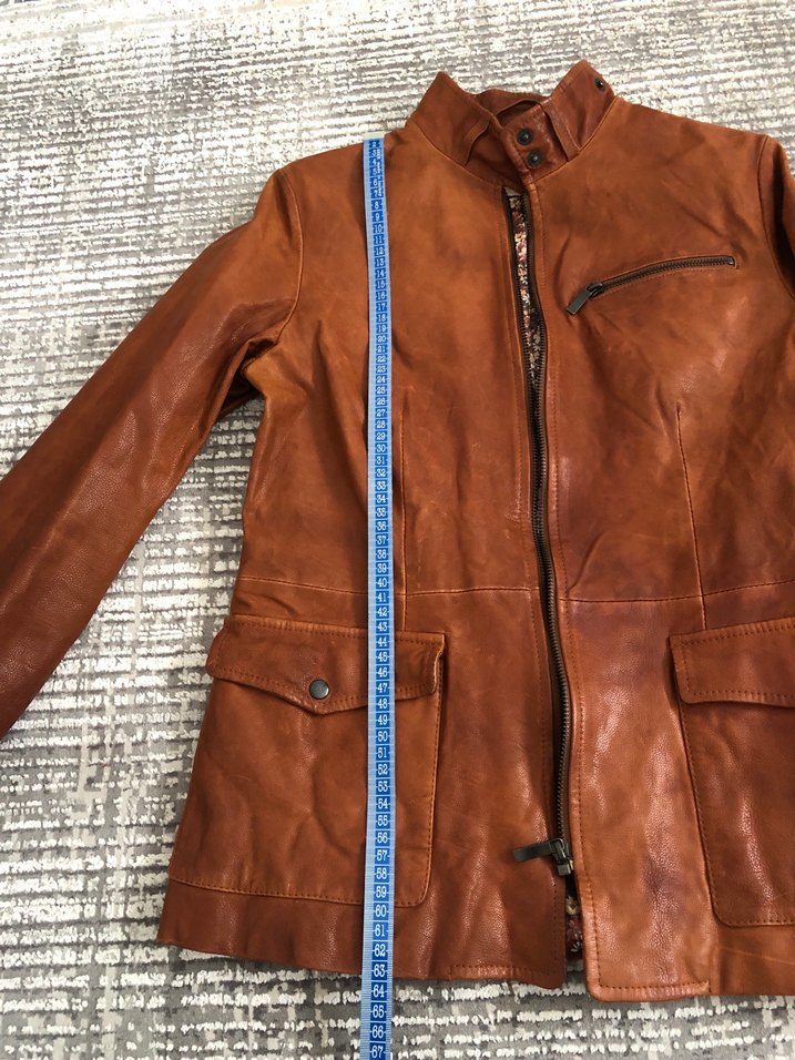 Kadın Taba Deri Biker Ceket - Görsel 5