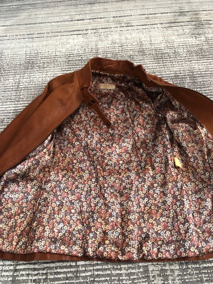 Kadın Taba Deri Biker Ceket - Görsel 4