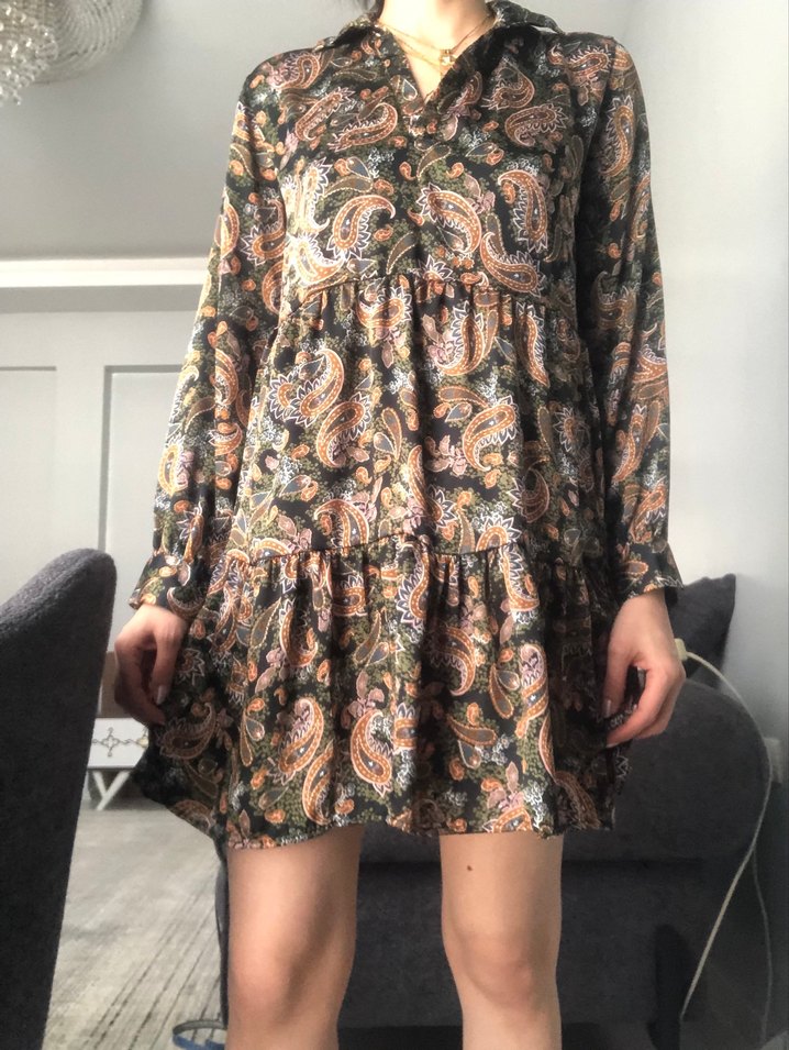 Bohem Desenli Saten elbise - Görsel 5