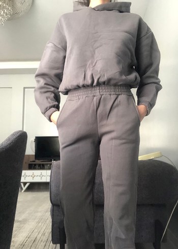 Gri Kapüşonlu Kadın Eşofman Takımı - Görsel 7