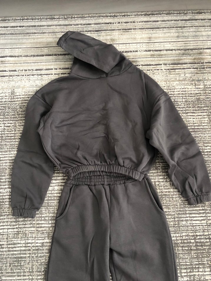 Gri Kapüşonlu Kadın Eşofman Takımı - Görsel 2