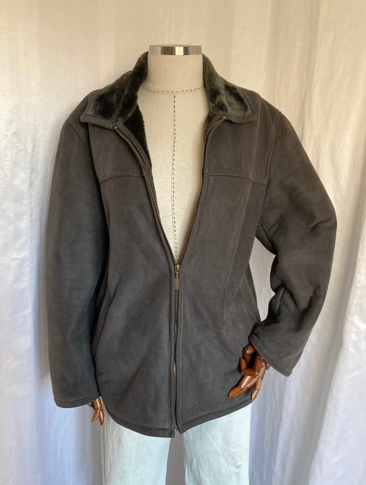 Gri Süet Fermuarlı Kadın Mont - Görsel 2