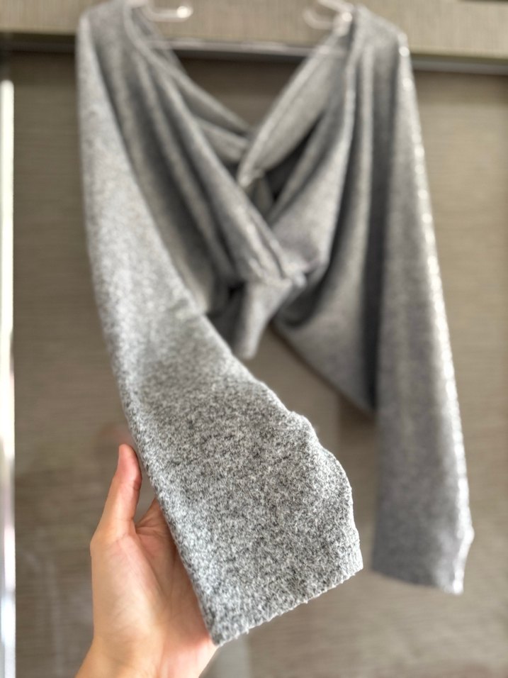 Gri Salaş Keten Kadın Kazak - Görsel 2