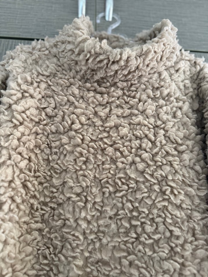 Bej Yüksek Yakalı Kadın Peluş Sweatshirt - Görsel 2