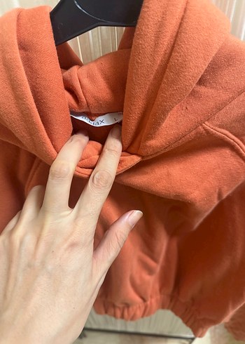 Turuncu Kapüşonlu Bol Kesim Sweatshirt - Görsel 2