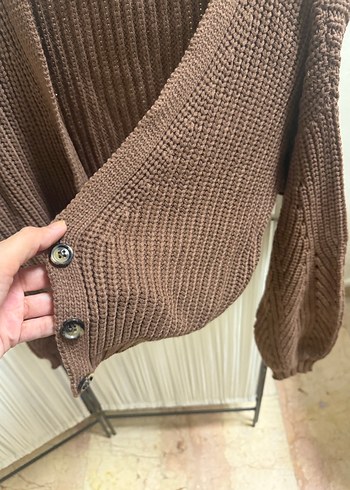 Kadın Kahverengi Örgü Midi Hırka - Görsel 2