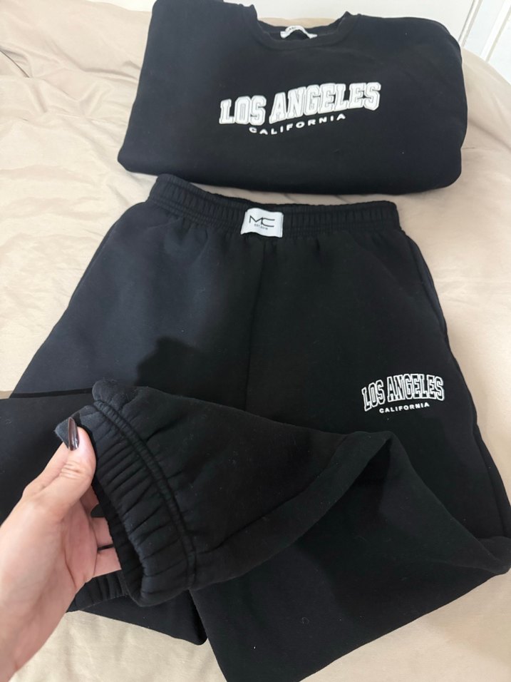 Siyah Baskılı Kadın Eşofman Altı - Görsel 2