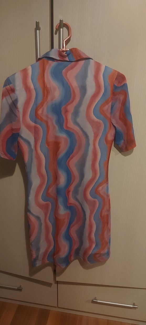 Düğmeli Pastel Renkli Mini Gömlek Elbise - Görsel 4