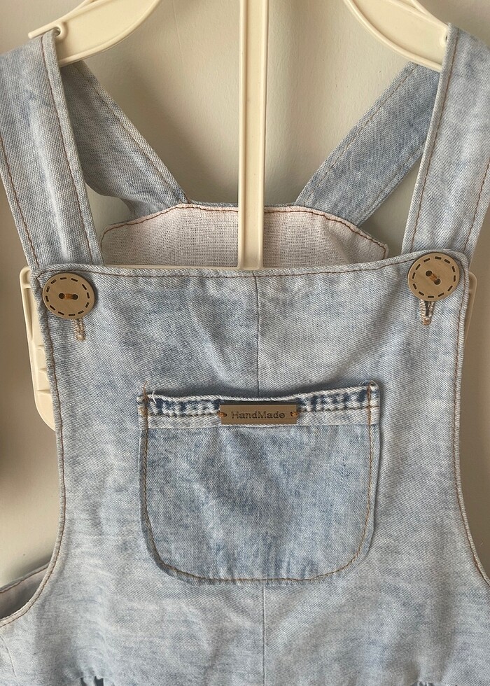 El yapımı 2-4 yaş kot elbise - Görsel 3