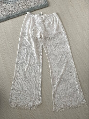Beyaz transparan plaj pantolonu - Görsel 2