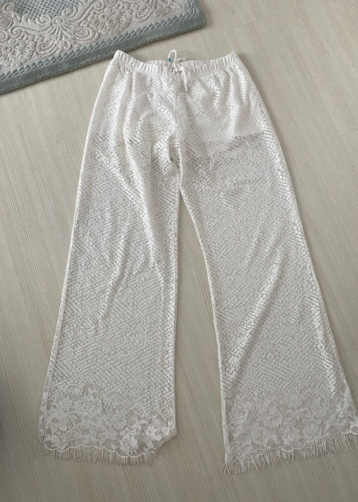 Beyaz transparan plaj pantolonu - Görsel 2