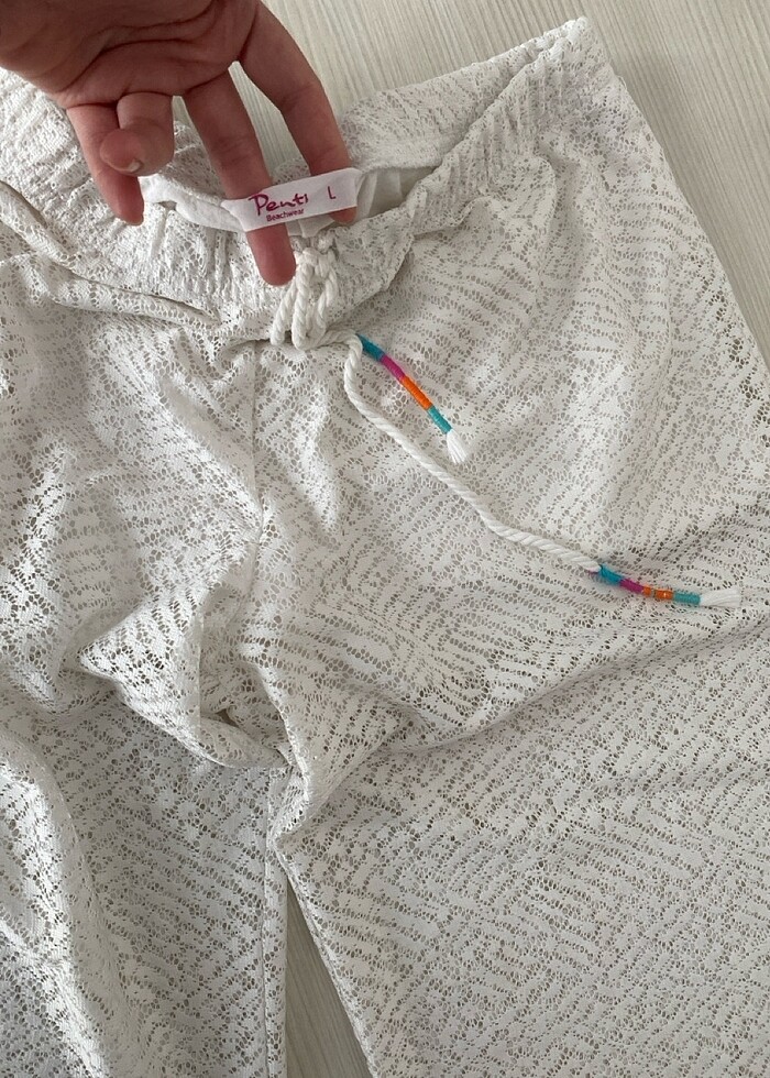 Beyaz transparan plaj pantolonu - Görsel 4