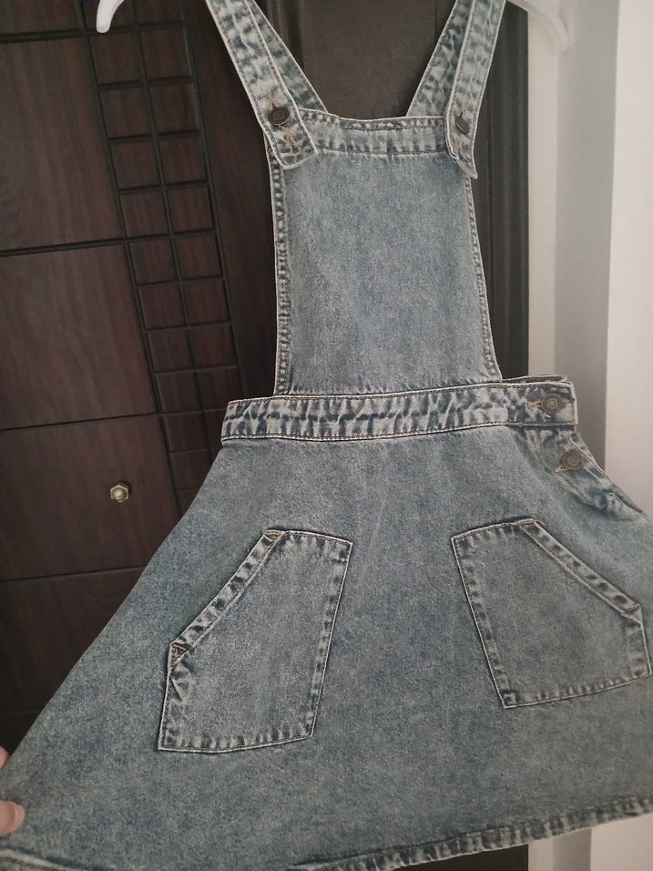 Denim Kısa Salopet yaş 10-11 yaş kalıbı geniş - Görsel 2