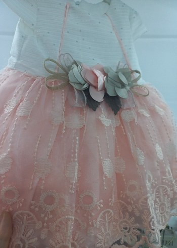 12-18 Ay Beden pembe Renk Pembe Vintage Fırfırlı Bohem Saç Aksesuarı