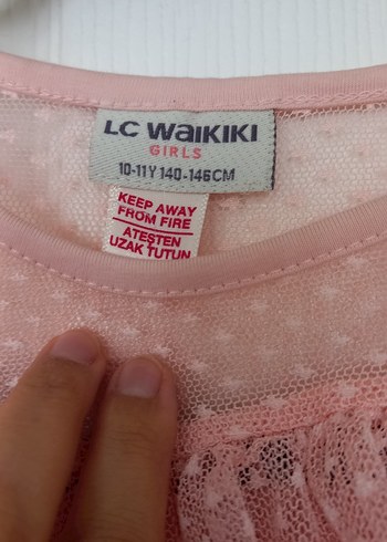 LC Waikiki Pembe Fırfırlı Kısa Kollu Kız Elbisesi