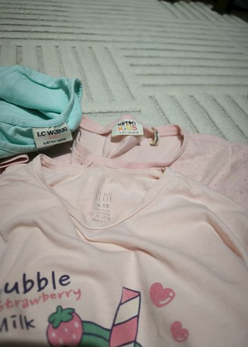 üç adet baskılı kız çocuk t-shirt 9/10 yaş - Görsel 6