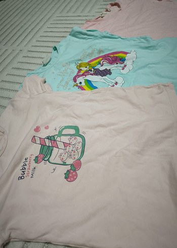 üç adet baskılı kız çocuk t-shirt 9/10 yaş - Görsel 3