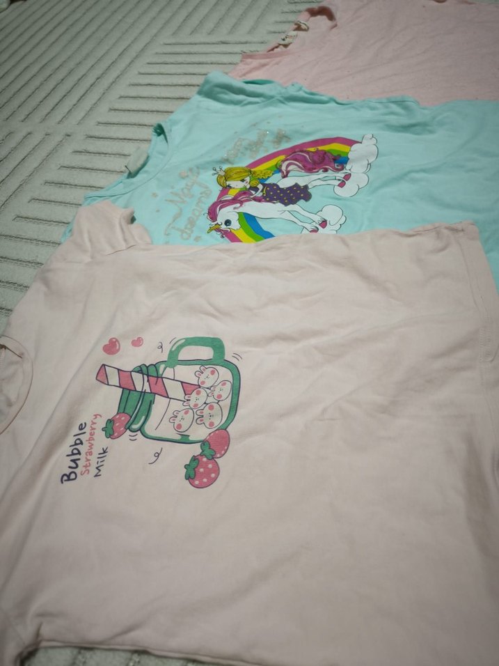 üç adet baskılı kız çocuk t-shirt 9/10 yaş - Görsel 2