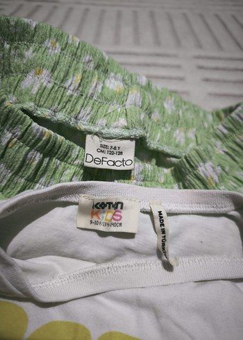 kız çocuk yeşil kapri ile beyaz t-shirt 8/9 yaş - Görsel 4