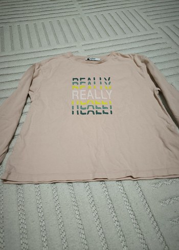 bisiklet yaka baskılı uzun kollu toz pembe kız çocuk 8/9 yaş - Görsel 4