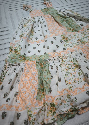 Bohem renkli astarlı kız çocuk elbisesi 6/7 yaş - Görsel 2