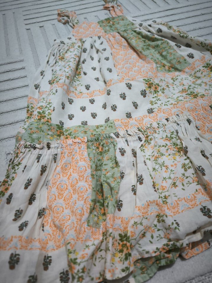 Bohem renkli astarlı kız çocuk elbisesi 6/7 yaş - Görsel 2