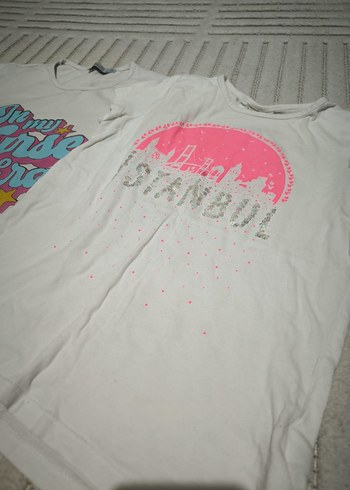 Kız Çocuk Beyaz Pamuklu Baskılı T-shirt - Görsel 3