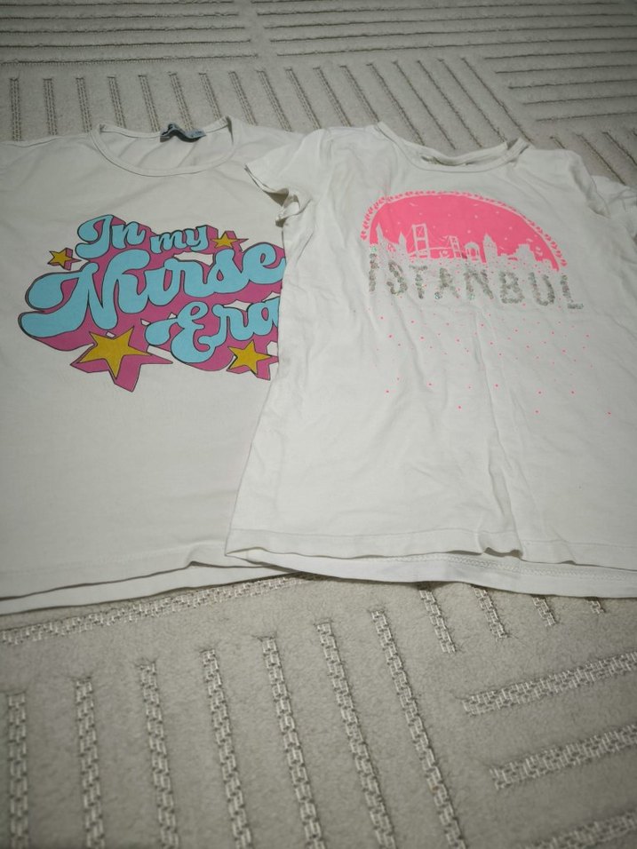 Kız Çocuk Beyaz Pamuklu Baskılı T-shirt - Görsel 2