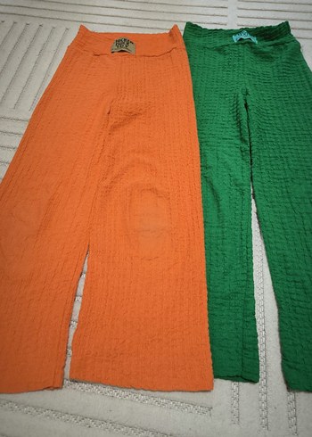 yeşil ve turuncu tiril tiril kız çocuk pantolon 6/7 yaş - Görsel 3