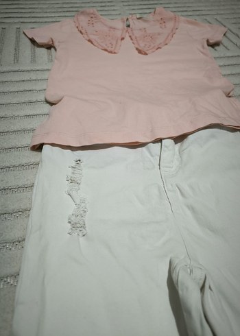 pembe t-shirt beyaz kot pantolon7/8 yaş - Görsel 4
