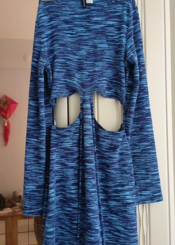 H&M H&M Mavi Kadın Triko Midi Elbise