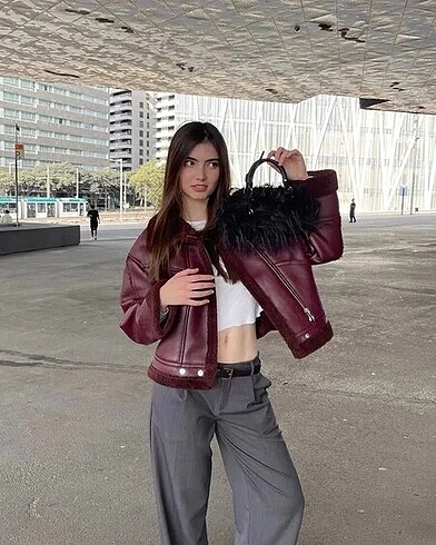 xs Beden bordo Renk Bershka Bordo Ceket