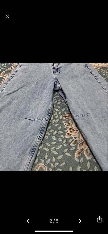 36 Beden mavi Renk Arkası tokalı baggy jean