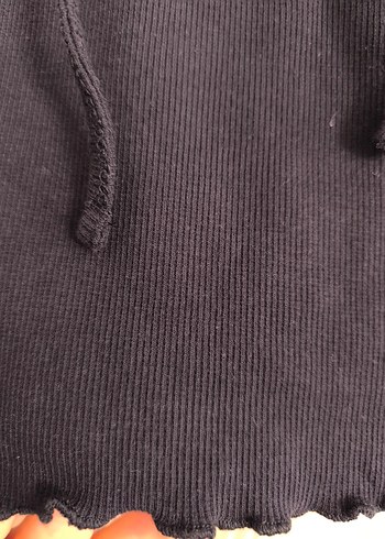 Koton Siyah fitilli Crop tişört
