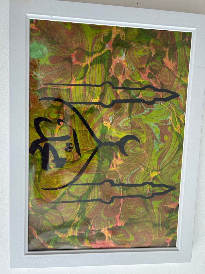 Renkli Ebru Sanatıyla Minare ve Ayet Temalı Tablo - Görsel 5