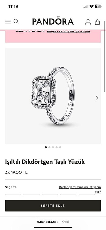Beden Pandora Yüzük
