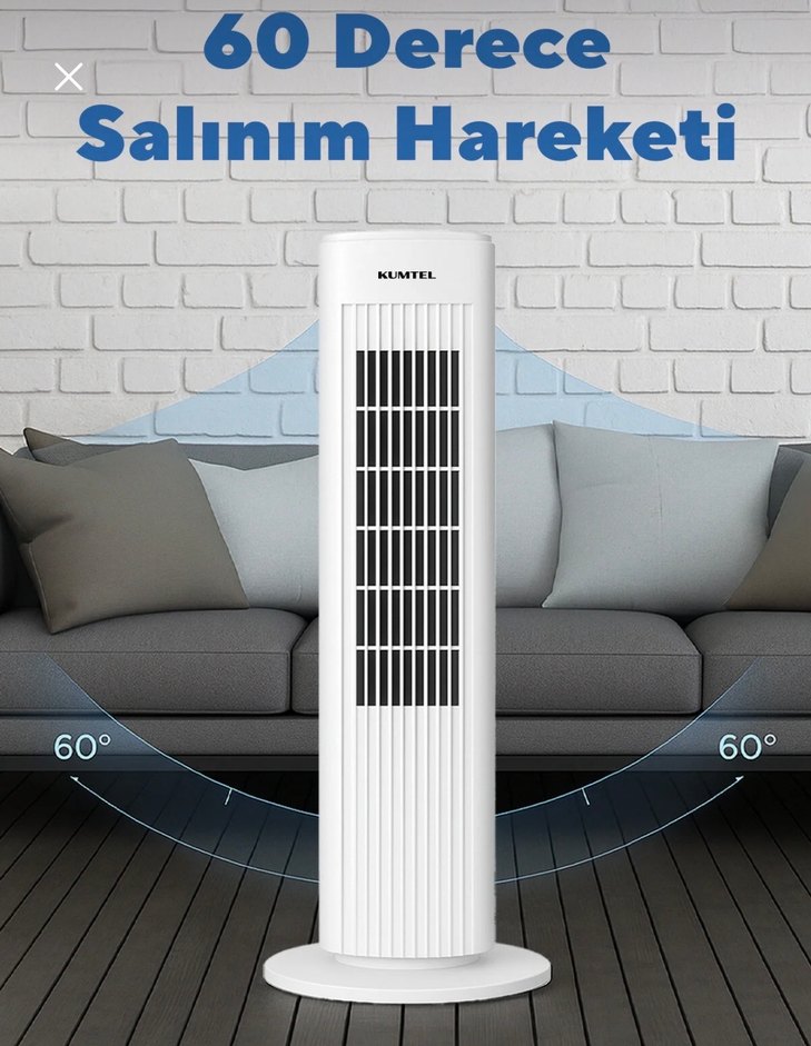 Kumtel Beyaz Kule Vantilatör - Görsel 4