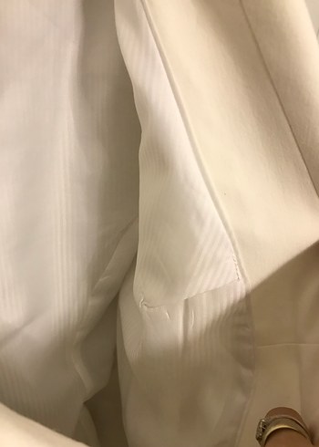 Düğmeli Beyaz Kadın Blazer Ceket - Görsel 3