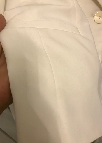 Düğmeli Beyaz Kadın Blazer Ceket - Görsel 5