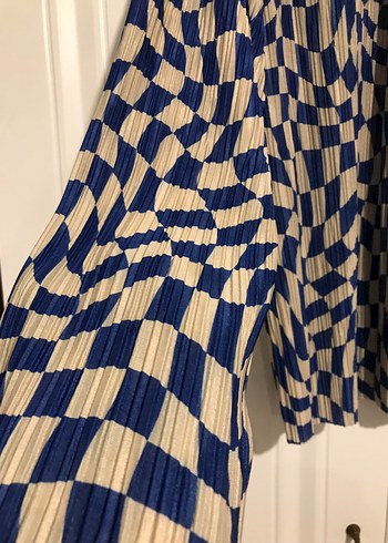 Kadın Mavi Pilili Uzun Kollu Gömlek - Görsel 5