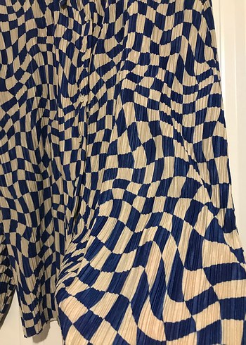 Kadın Mavi Pilili Uzun Kollu Gömlek - Görsel 4