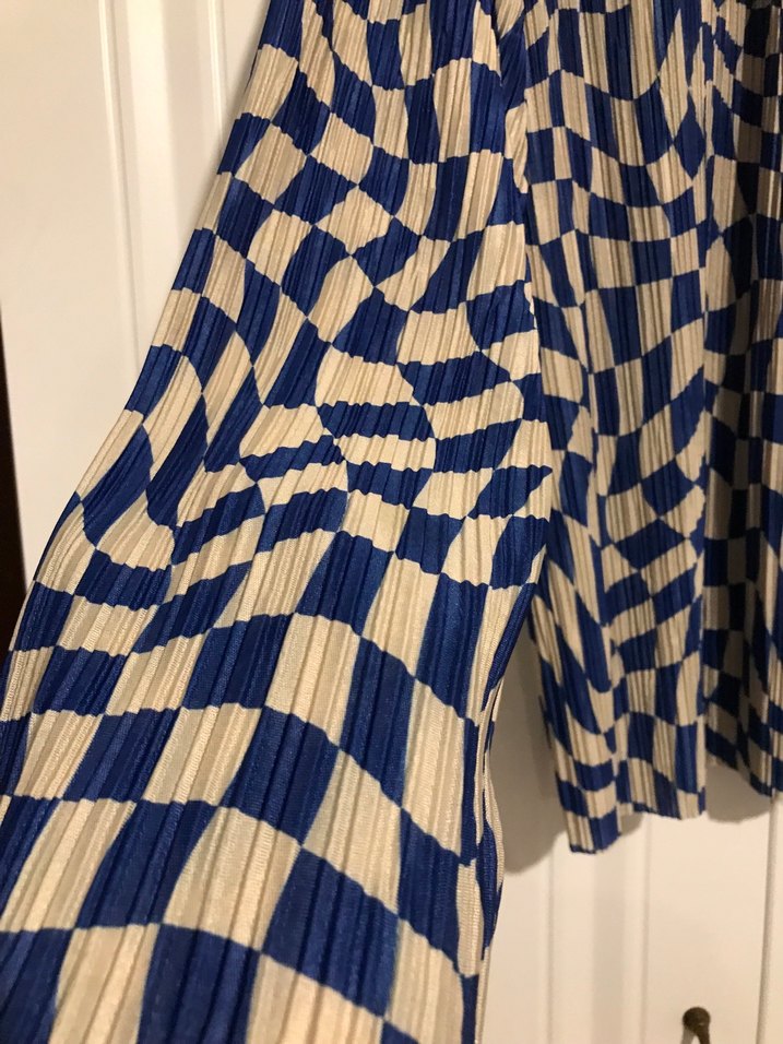 Kadın Mavi Pilili Uzun Kollu Gömlek - Görsel 5