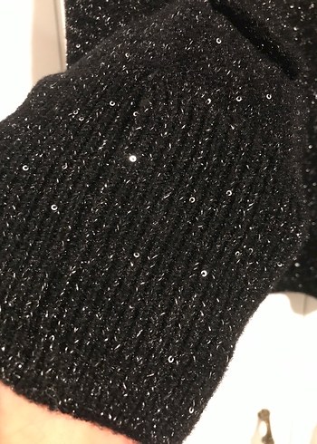 Siyah V Yakalı Örgü Kadın Kazak - Görsel 4