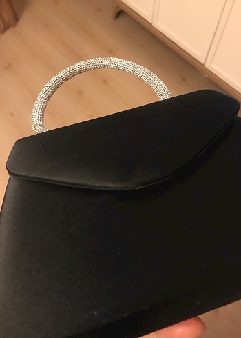 Siyah Parlak Tokalı Kadın Clutch Çanta - Görsel 2