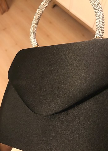 Siyah Parlak Tokalı Kadın Clutch Çanta - Görsel 3